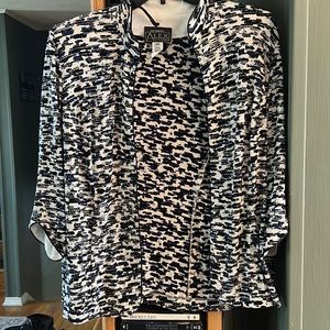 Alex Evenings Jacket and tank top. Sliver, white, blue and black